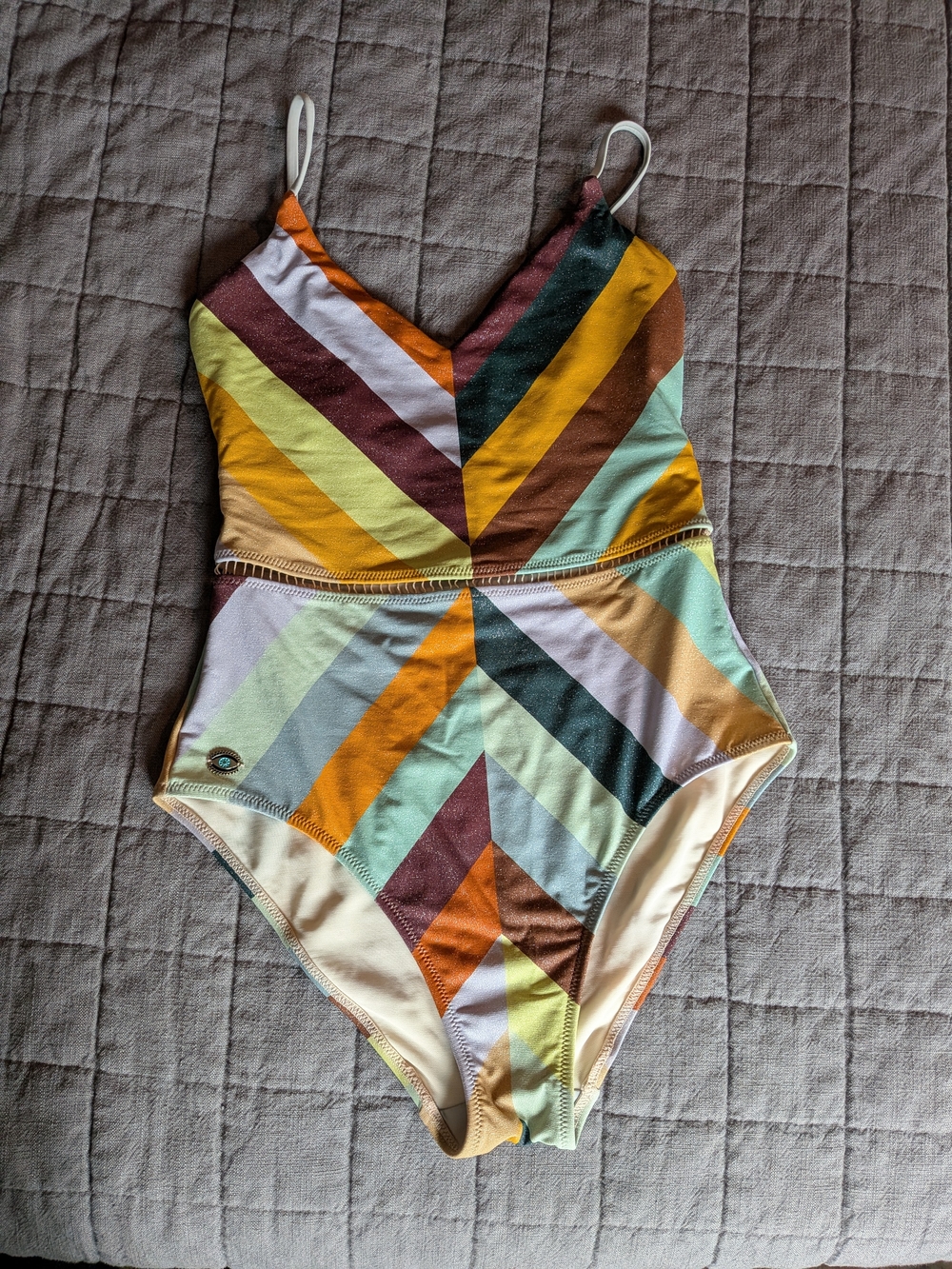 Biliblond Striped Multicolor V-Neck One-Piece Swimsuit - Pastel & Earth Tones